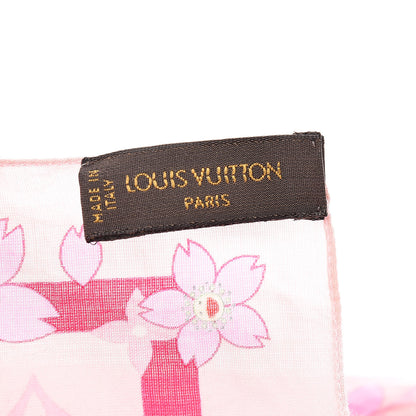 Louis Vuitton Cotton Monogram Cherry Blossom Square Scarf Pink 3 of 4