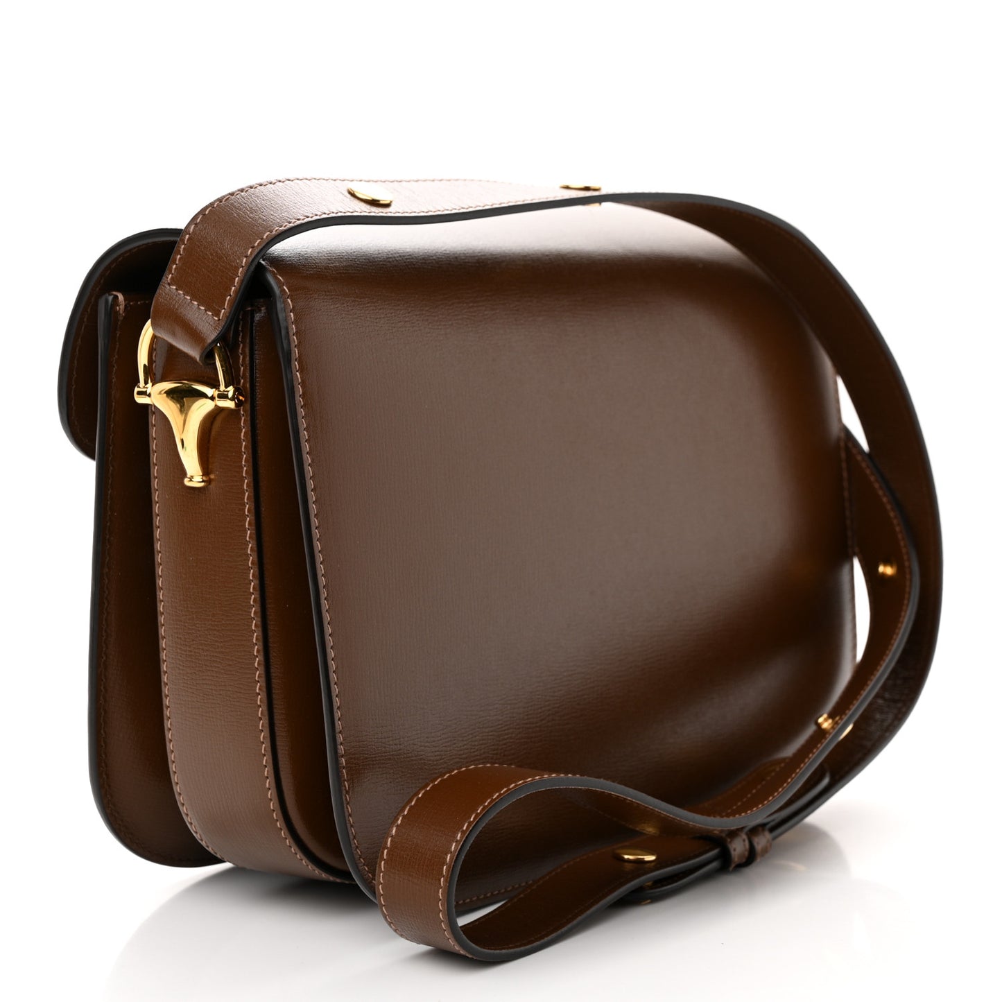 Azalea Calfskin Horsebit 1955 Shoulder Bag Brown Sugar