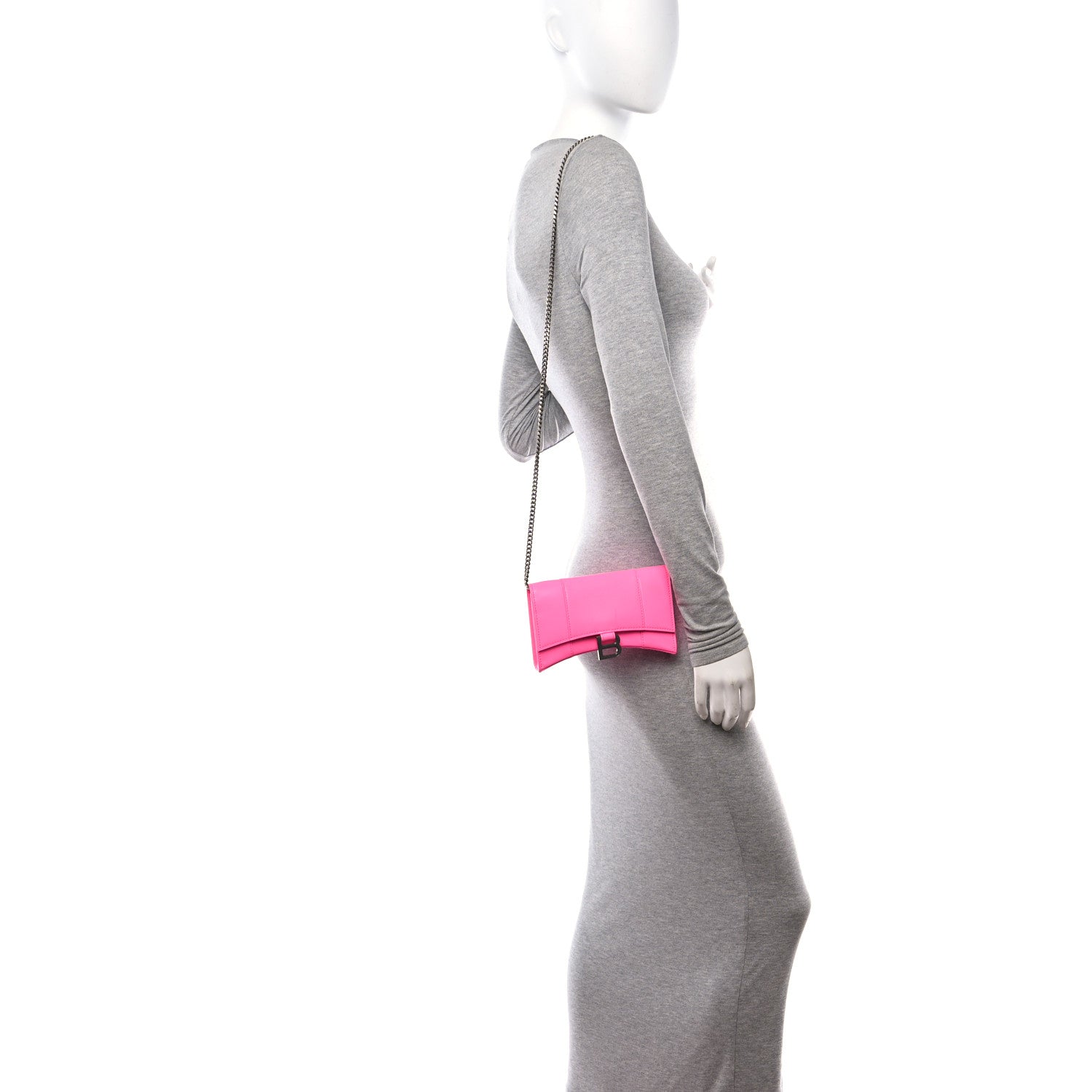 Balenciaga Shiny Box Calfskin XS Hourglass Wallet On Chain Fluo Pink 2 of 9