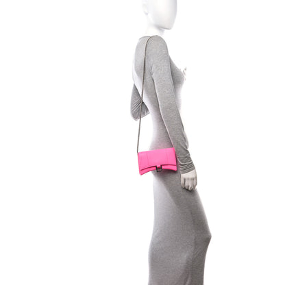 Balenciaga Shiny Box Calfskin XS Hourglass Wallet On Chain Fluo Pink 2 of 9