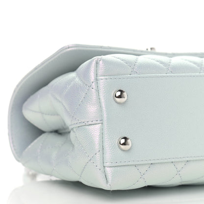Chanel Iridescent Caviar Quilted Mini Coco Handle Flap Light Blue 9 of 10