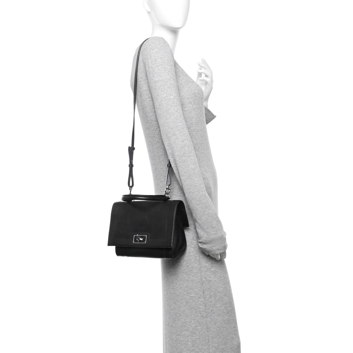Givenchy Grained Calfskin Mini Shark Lock Satchel Black 2 of 10