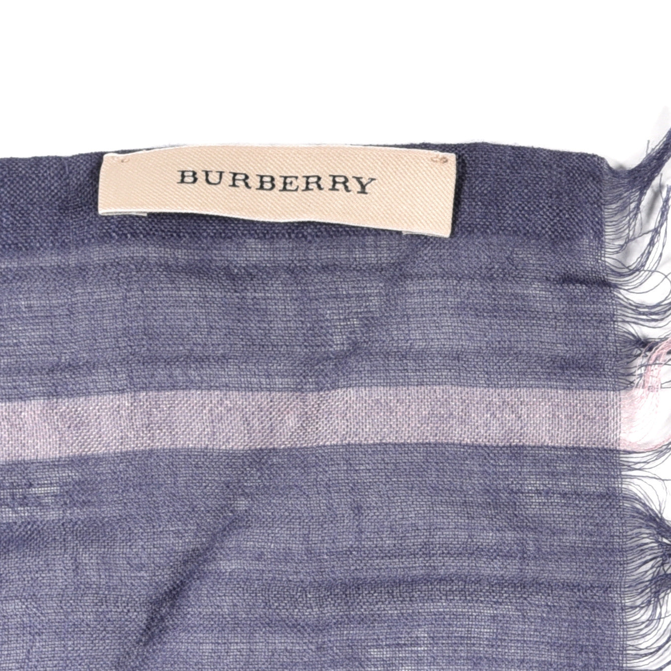 Burberry Wool Silk London Check Lightweight Scarf Navy 5 of 5