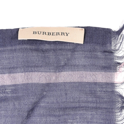 Burberry Wool Silk London Check Lightweight Scarf Navy 5 of 5