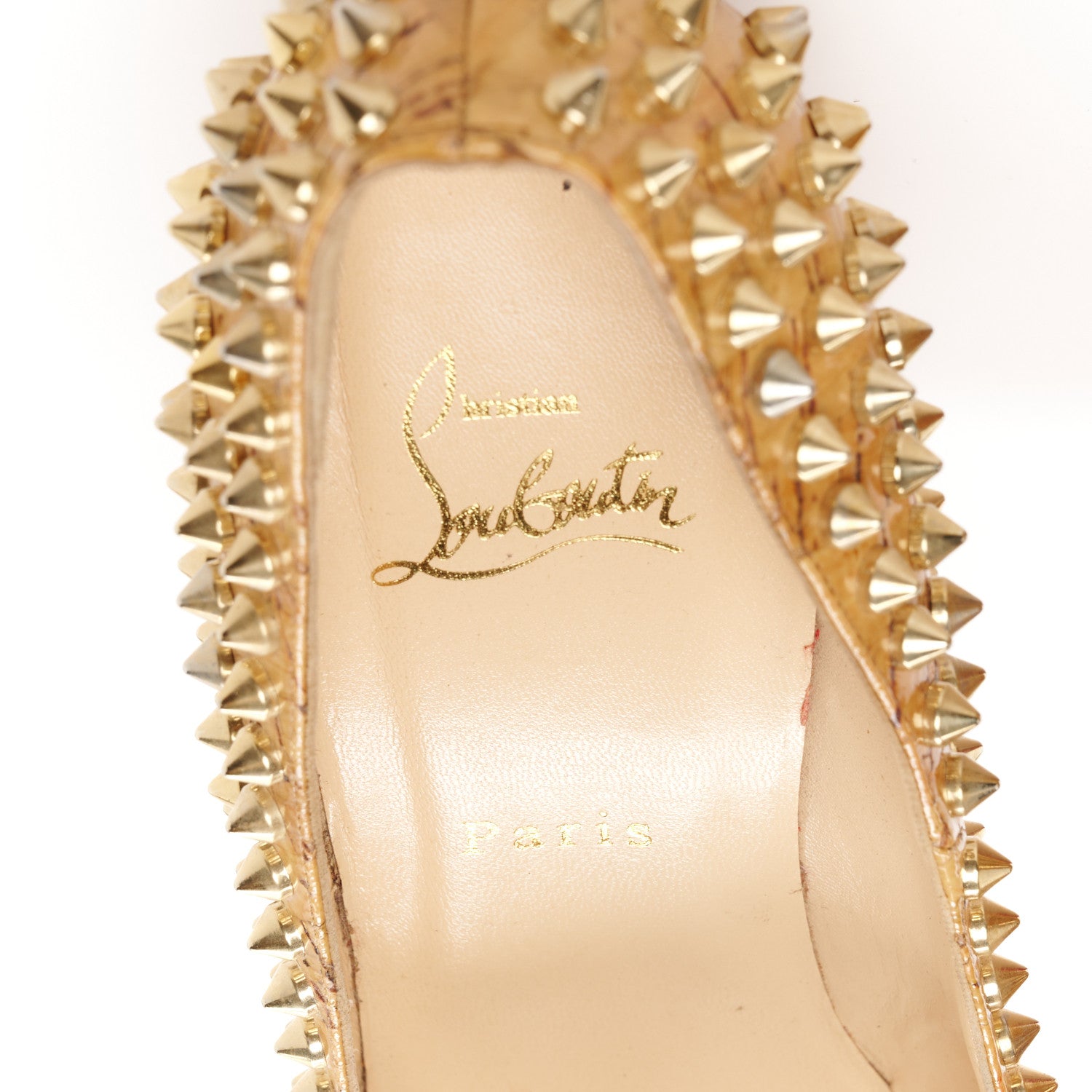 Christian Louboutin Cork Alti Spikes 160 Pumps 40 Natural Gold 8 of 11