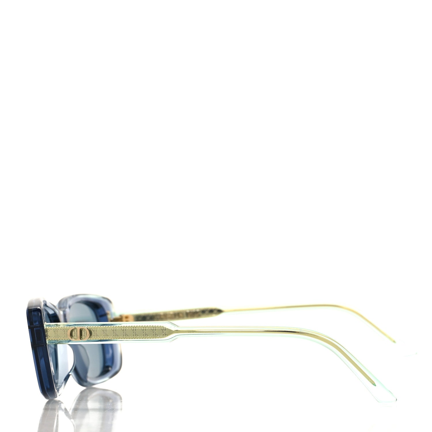 Christian Dior Acetate Cannage DiorHighlight S21F Square Sunglasses Transparent Blue Green 3 of 7