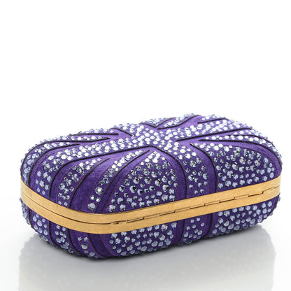Alexander McQueen Suede Crystal Britannia Skull Box Clutch Purple 4 of 7