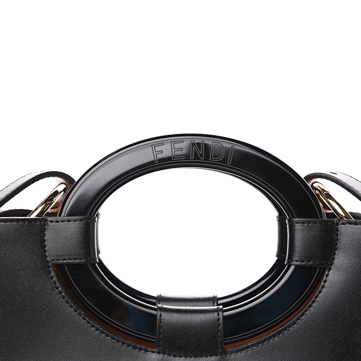Vitello Liberty Plexiglass Stamp Patch Perforated Small Runaway Shopper Tote Black