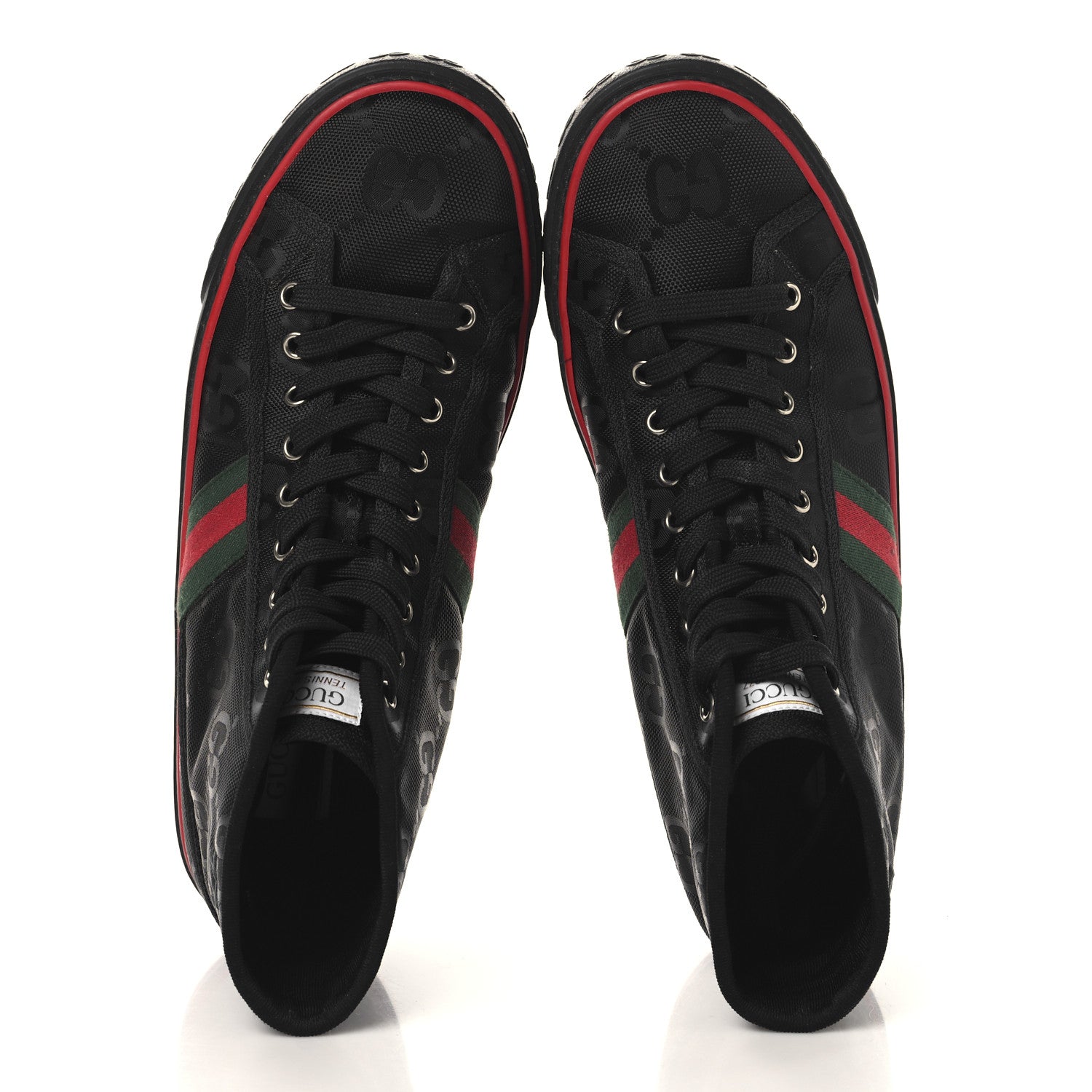 Gucci Econyl Nylon Web Monogram Off The Grid Mens 1977 Tennis High Top Sneakers 9.5 Black 2 of 8