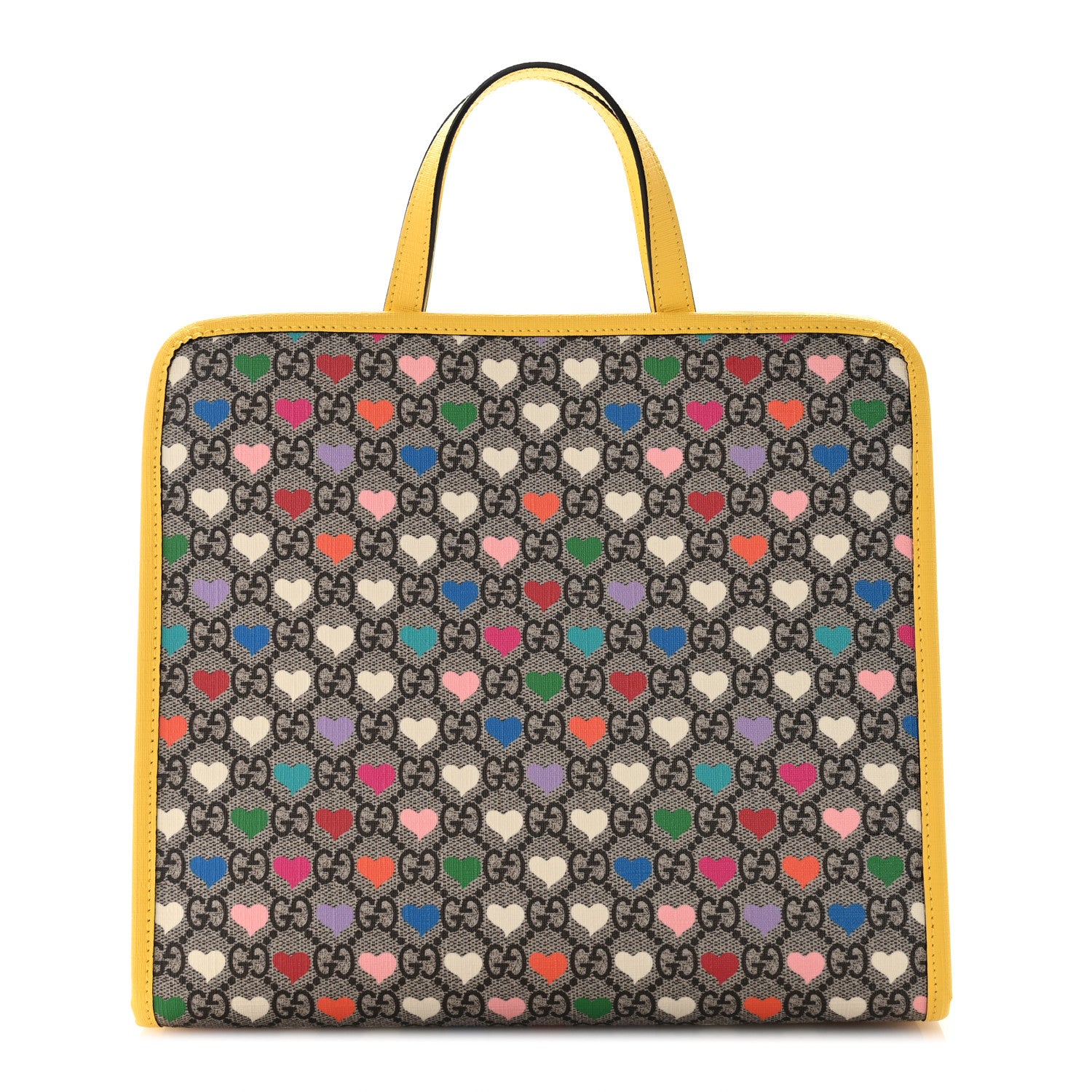 Gucci GG Supreme Monogram Hearts Childrens Tote Beige Ebony Multicolor Freesia 1 of 9