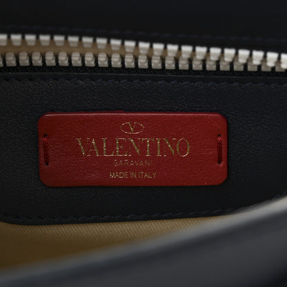 Valentino Garavani Vitello Colorblock Large Free Rockstud Halfmoon Saddle Bag Marine White 6 of 10
