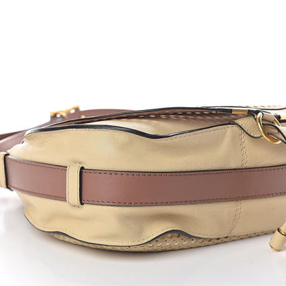 Chloe Calfskin Medium Perforated Marcie Round Crossbody Bag Beige 9 of 10