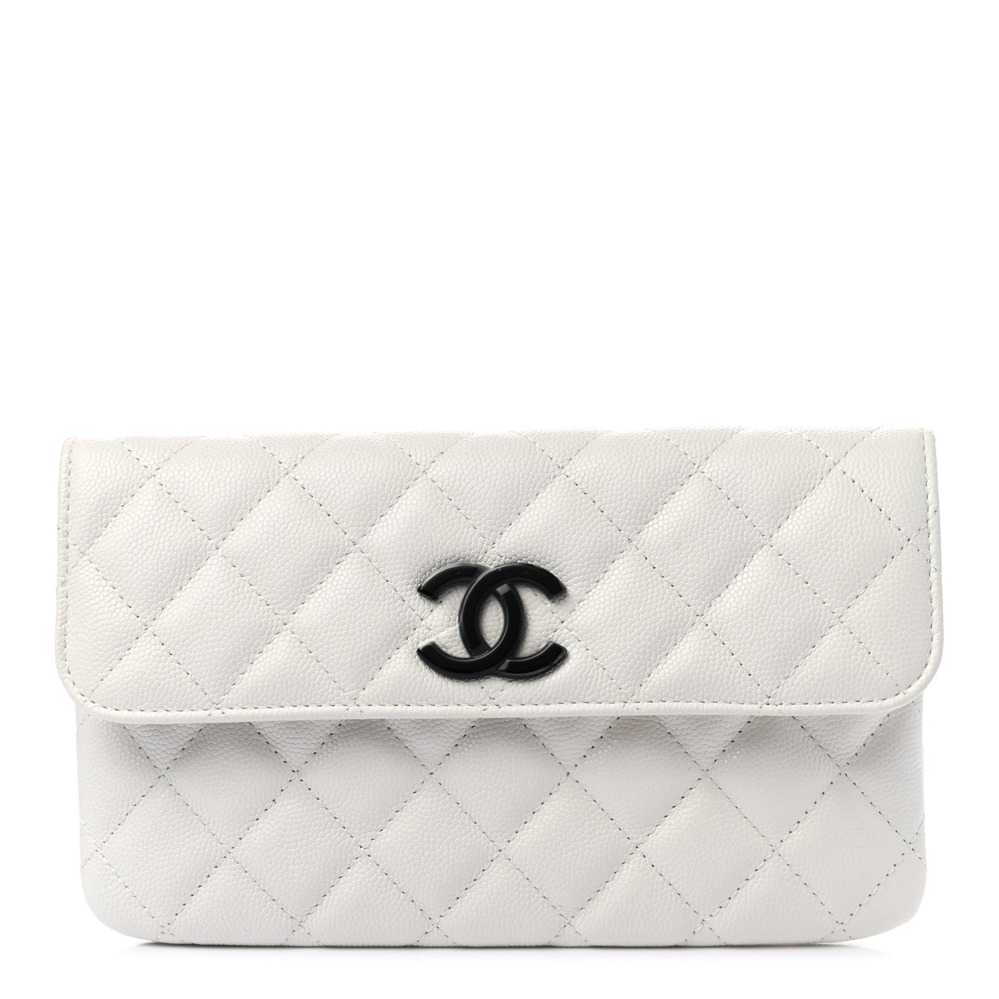 Caviar Quilted My Everything Flap Pouch White