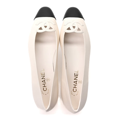 Chanel Goatskin CC Ballet Flats 39.5 White Black 2 of 10