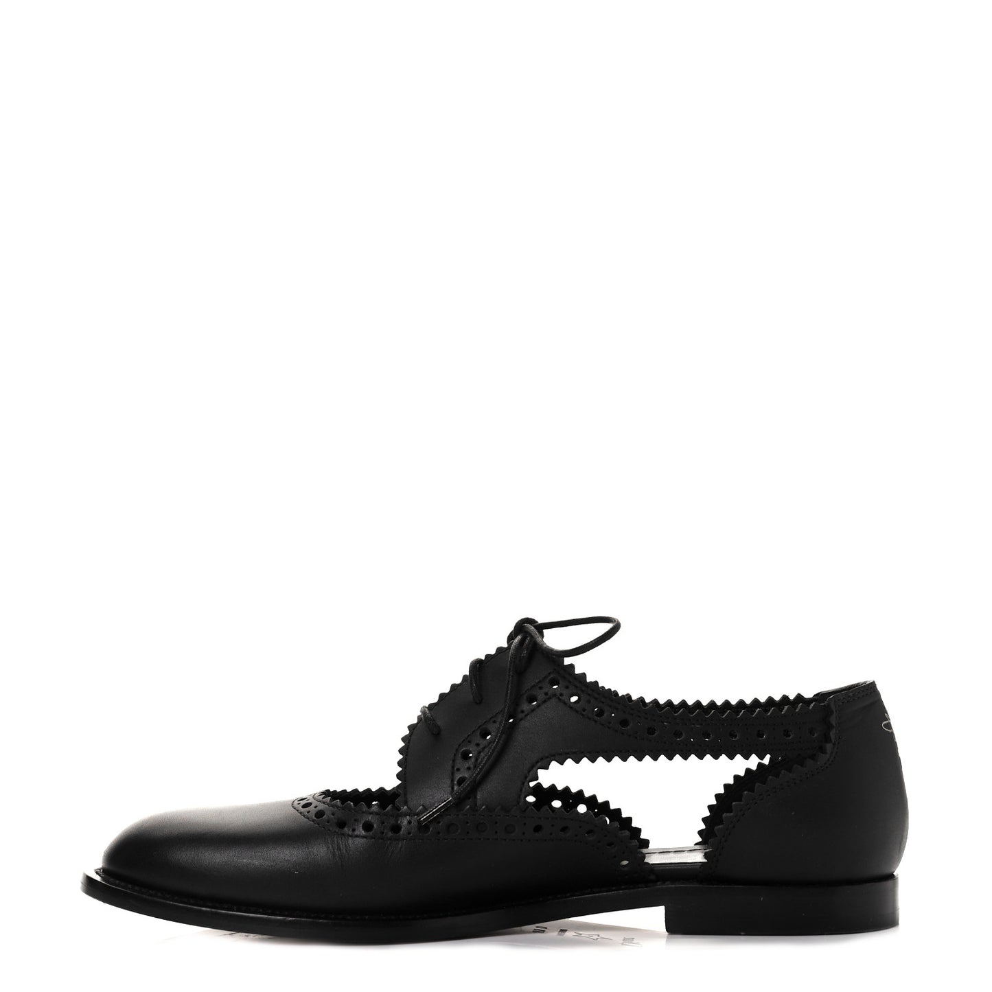 Calfskin Cutout Oxford Flats 37.5 Black