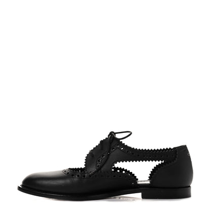 Christian Dior Calfskin Cutout Oxford Flats 37.5 Black 1 of 8