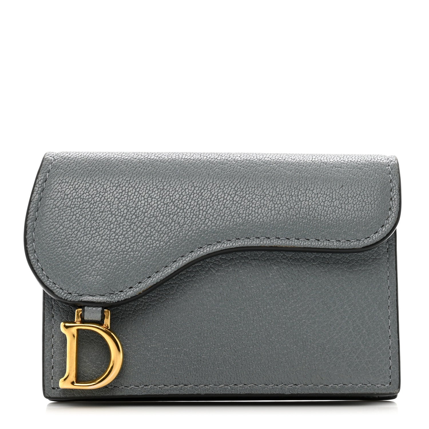 Christian Dior Goatskin Saddle Card Holder Sky Blue 1 of 7