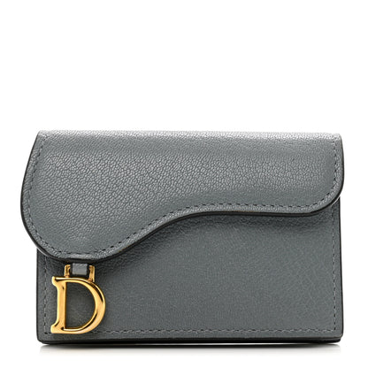 Christian Dior Goatskin Saddle Card Holder Sky Blue 1 of 7