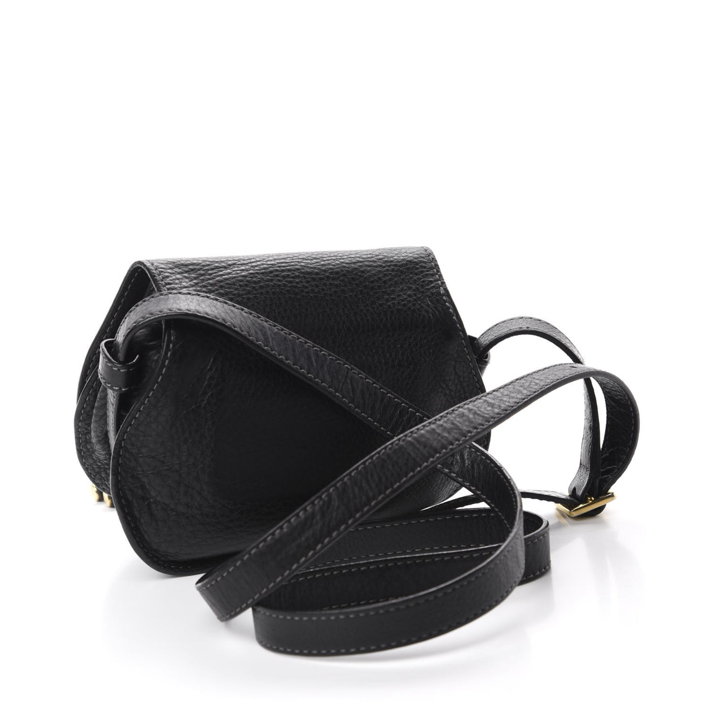 Calfskin Mini Marcie Round Crossbody Bag Black