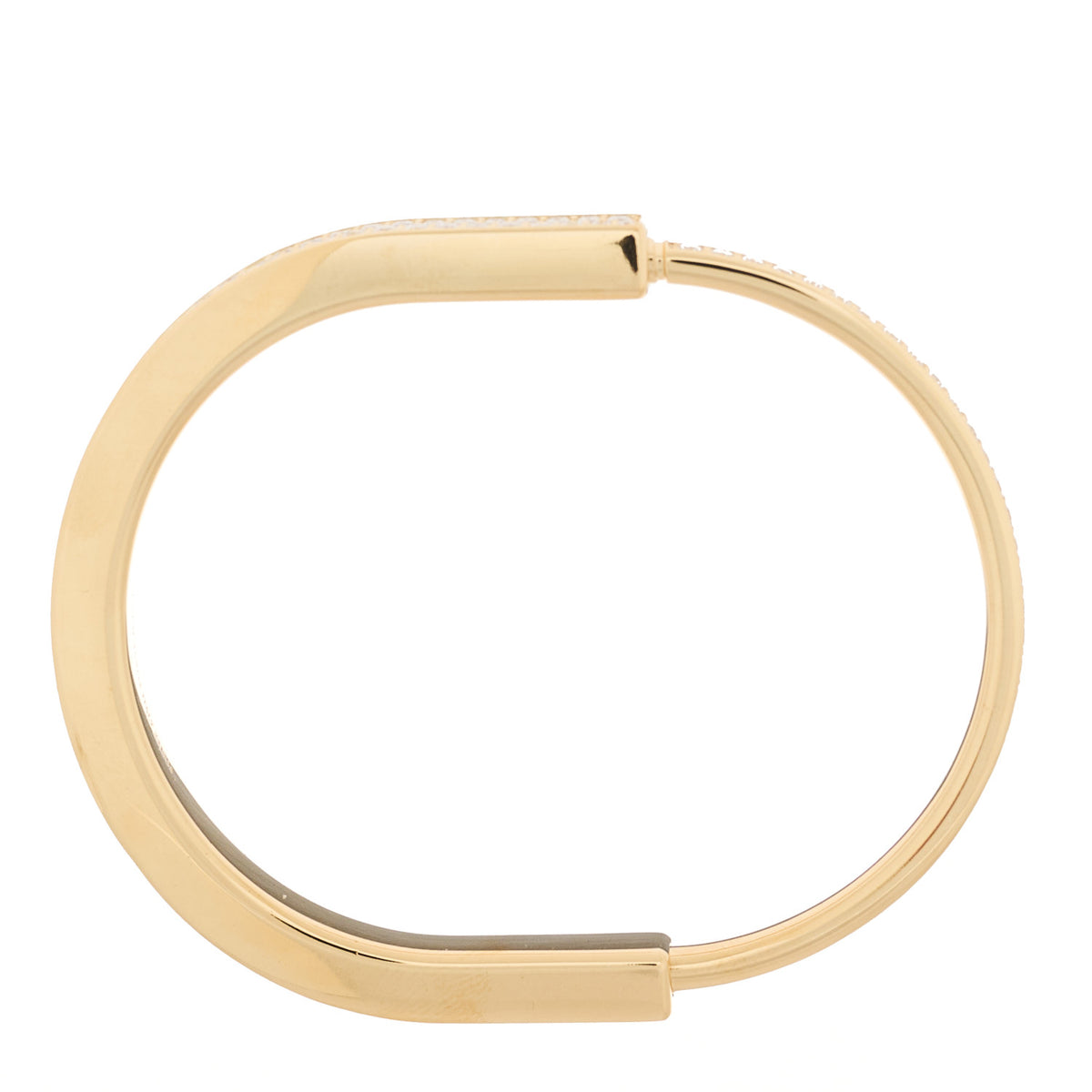 18K Yellow Gold Diamond Tiffany Lock Bangle Pave Bracelet