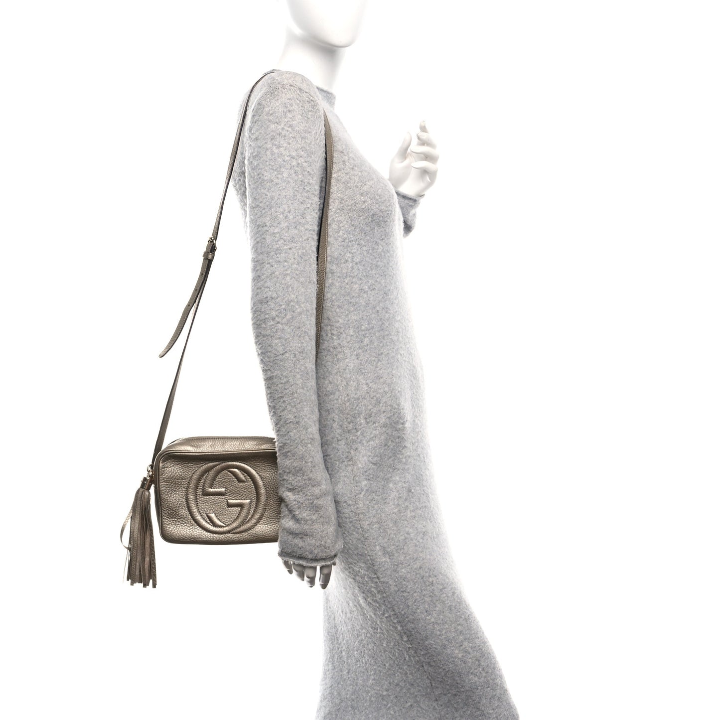 Metallic Pebbled Calfskin Small Soho Disco Bag Golden Beige