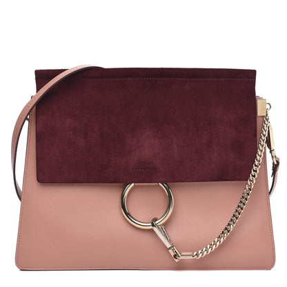 Chloe Calfskin Suede Medium Faye Shoulder Bag Misty Rose Dark Purple 1 of 9