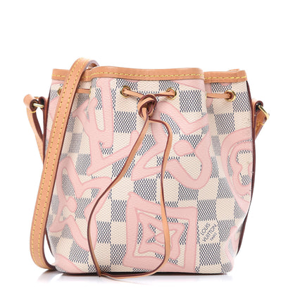 Louis Vuitton Damier Azur Tahitienne Nano Noe Rose Ballerine 1 of 11