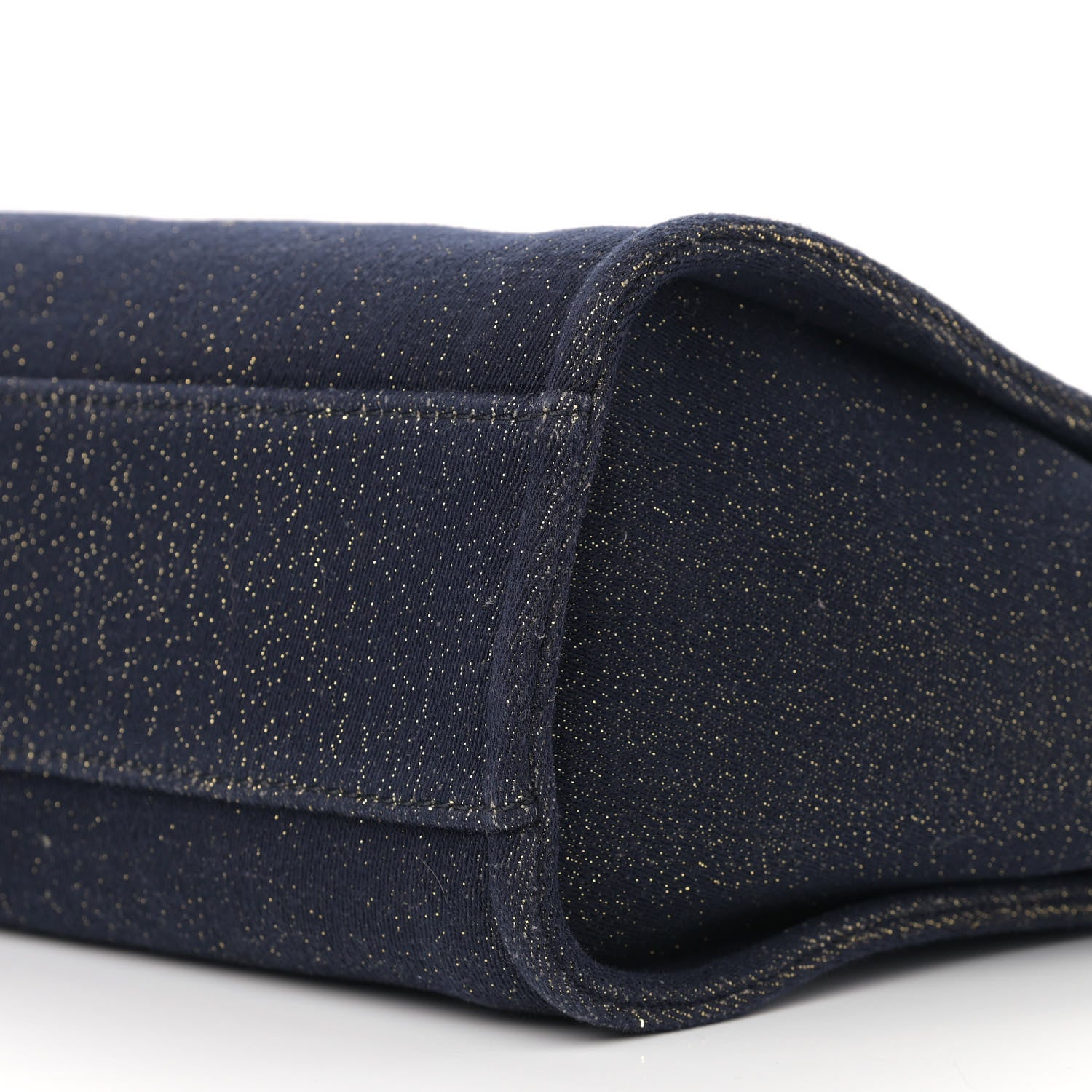 Chanel Lurex Canvas Small Deauville Tote Navy Blue Gold 10 of 12