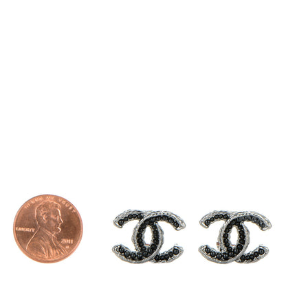Chanel Ruthenium Resin Bead Clip On CC Earrings Black 2 of 5