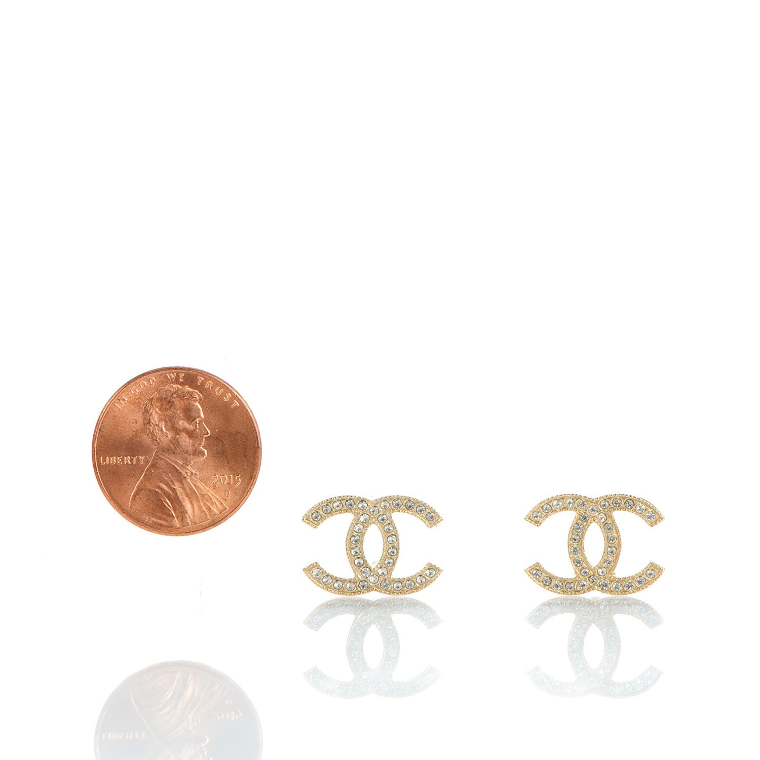 Chanel Crystal CC Earrings Light Gold 2 of 5
