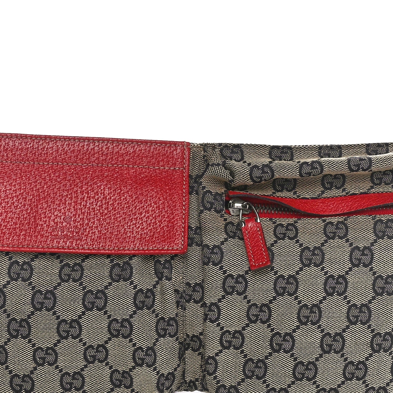 Gucci GG Monogram Web Double Pocket Belt Bag Navy Red 8 of 10
