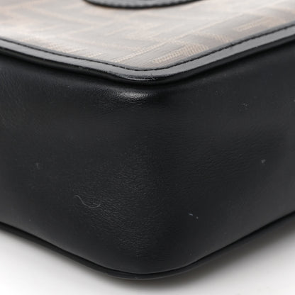 Fendi Glazed Fabric Vitello Century FF 1974 Stamp Patch Mini Camera Case Mogano Panna Black 8 of 9