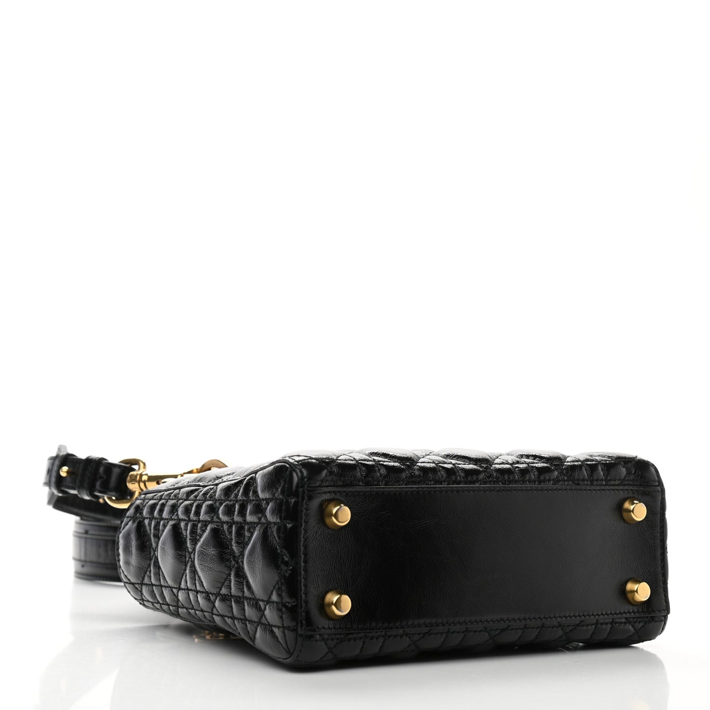 Crinkled Patent Cannage Small Lucky Badges My Lady Dior Black