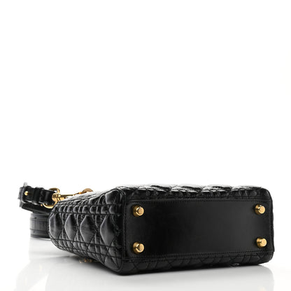 Christian Dior Crinkled Patent Cannage Small Lucky Badges My Lady Dior Black 3 of 11