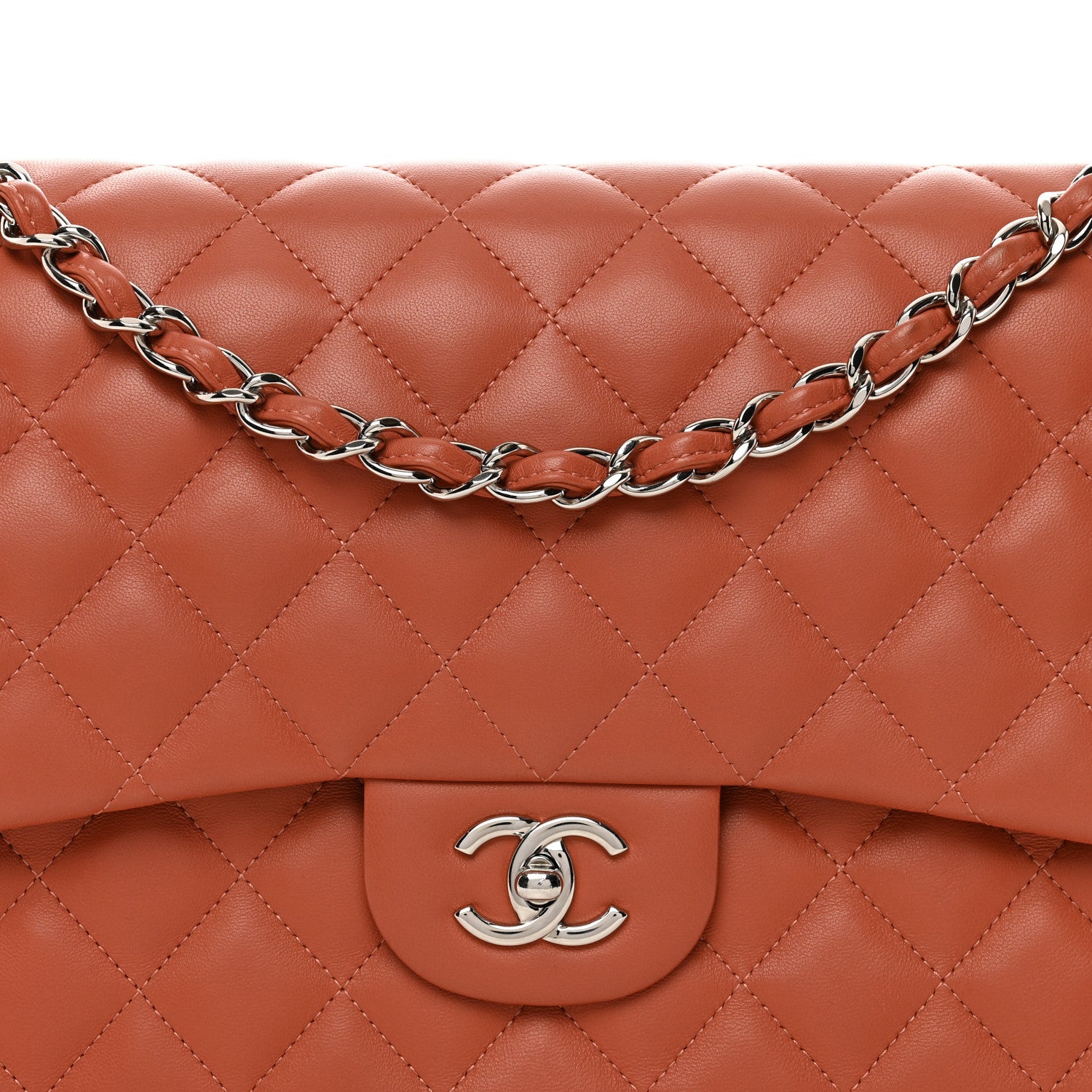 Chanel Lambskin Quilted Jumbo Double Flap Orange 5 of 12