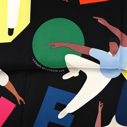 Hermes Silk Hommage A Gene Kelly Scarf 70 Black Multicolore 2 of 3