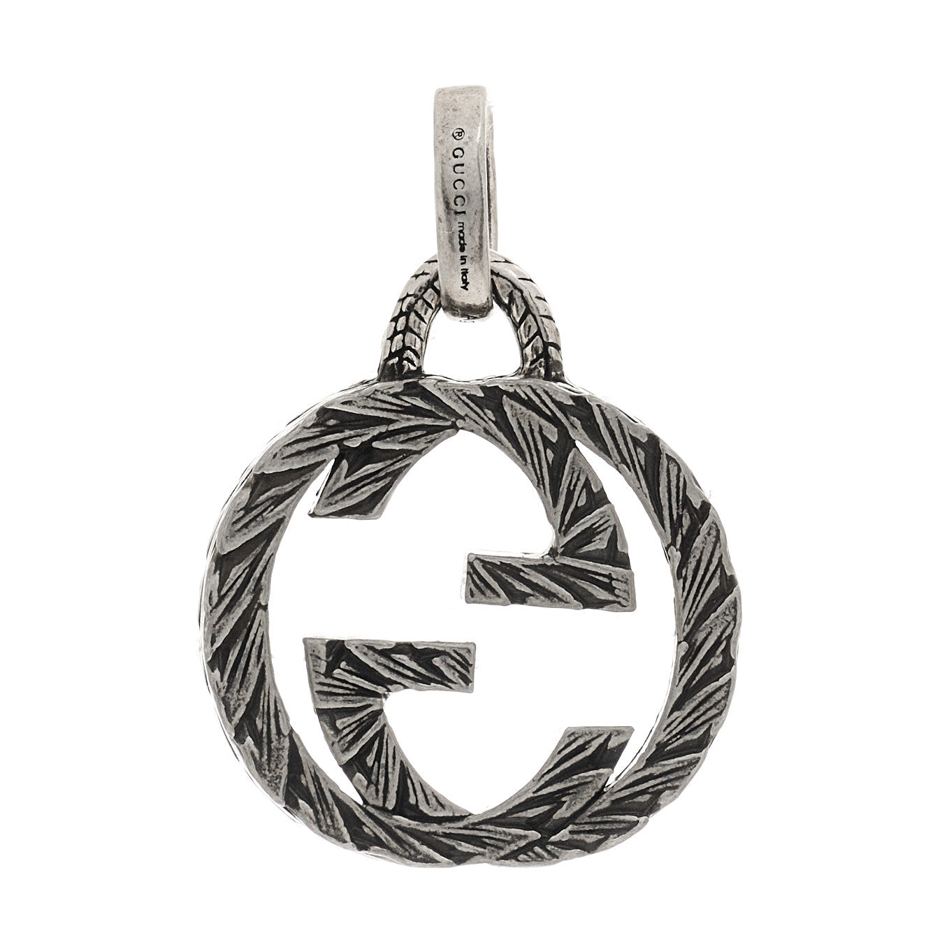 Gucci Sterling Silver Textured Interlocking G Pendant 2 of 6