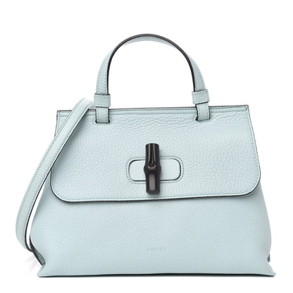 Gucci Pebbled Calfskin Small Bamboo Daily Top Handle Bag Pastel Blue 1 of 8
