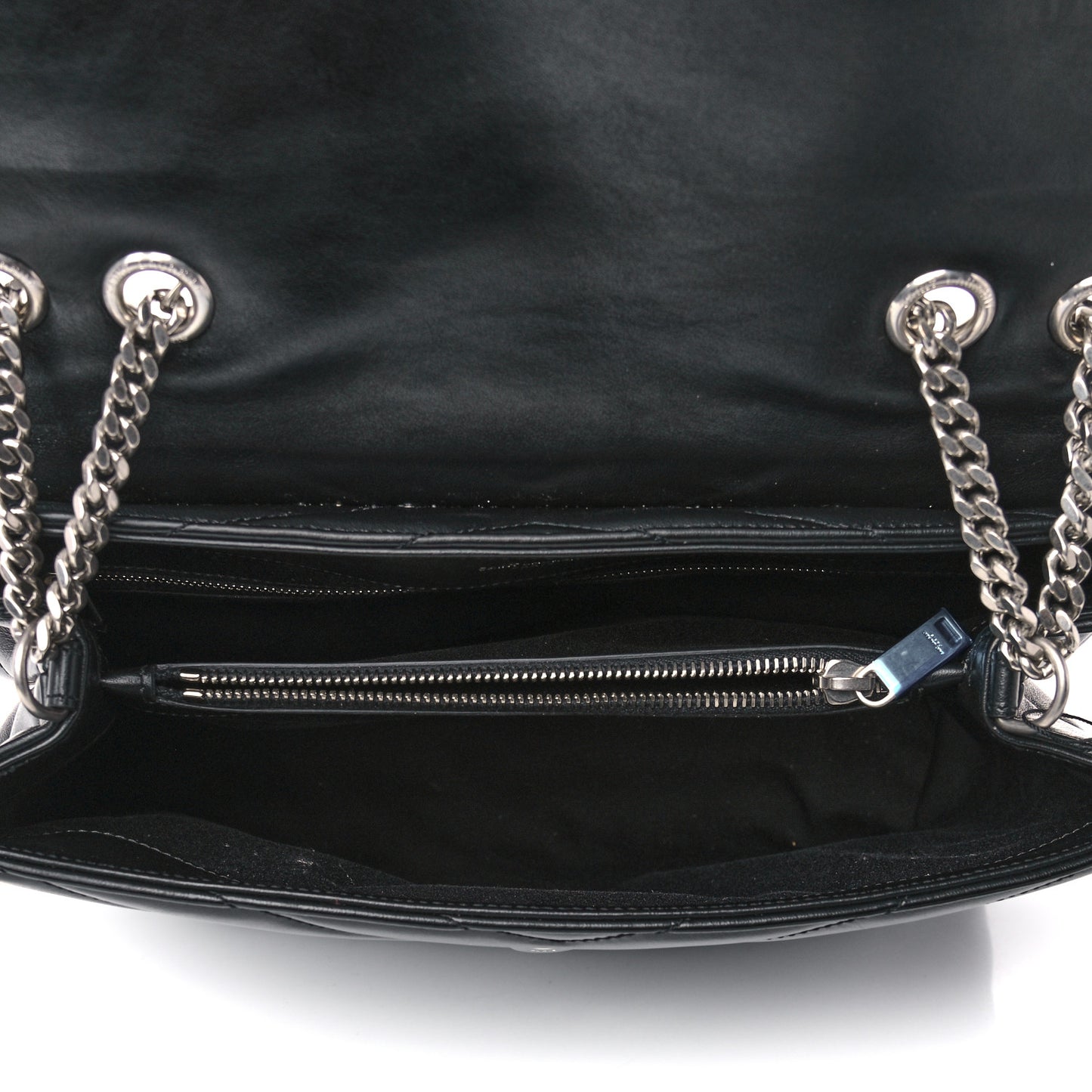 Calfskin Y Quilted Monogram Medium Loulou Chain Satchel Black