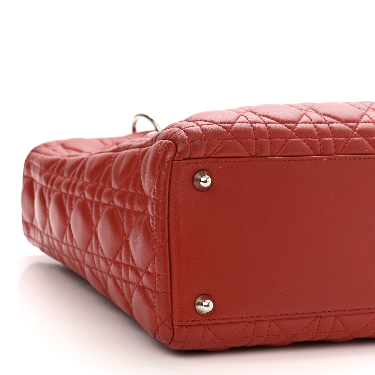 Christian Dior Lambskin Cannage Large Lady Dior Red 9 of 10