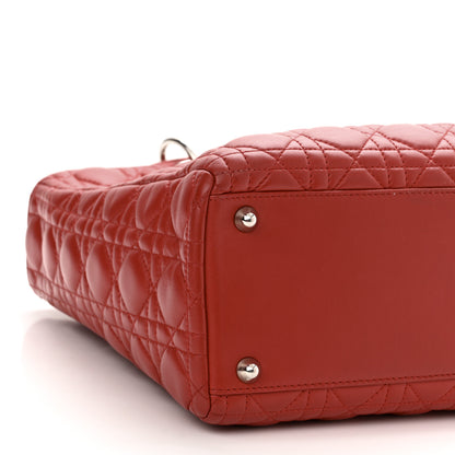 Christian Dior Lambskin Cannage Large Lady Dior Red 9 of 10