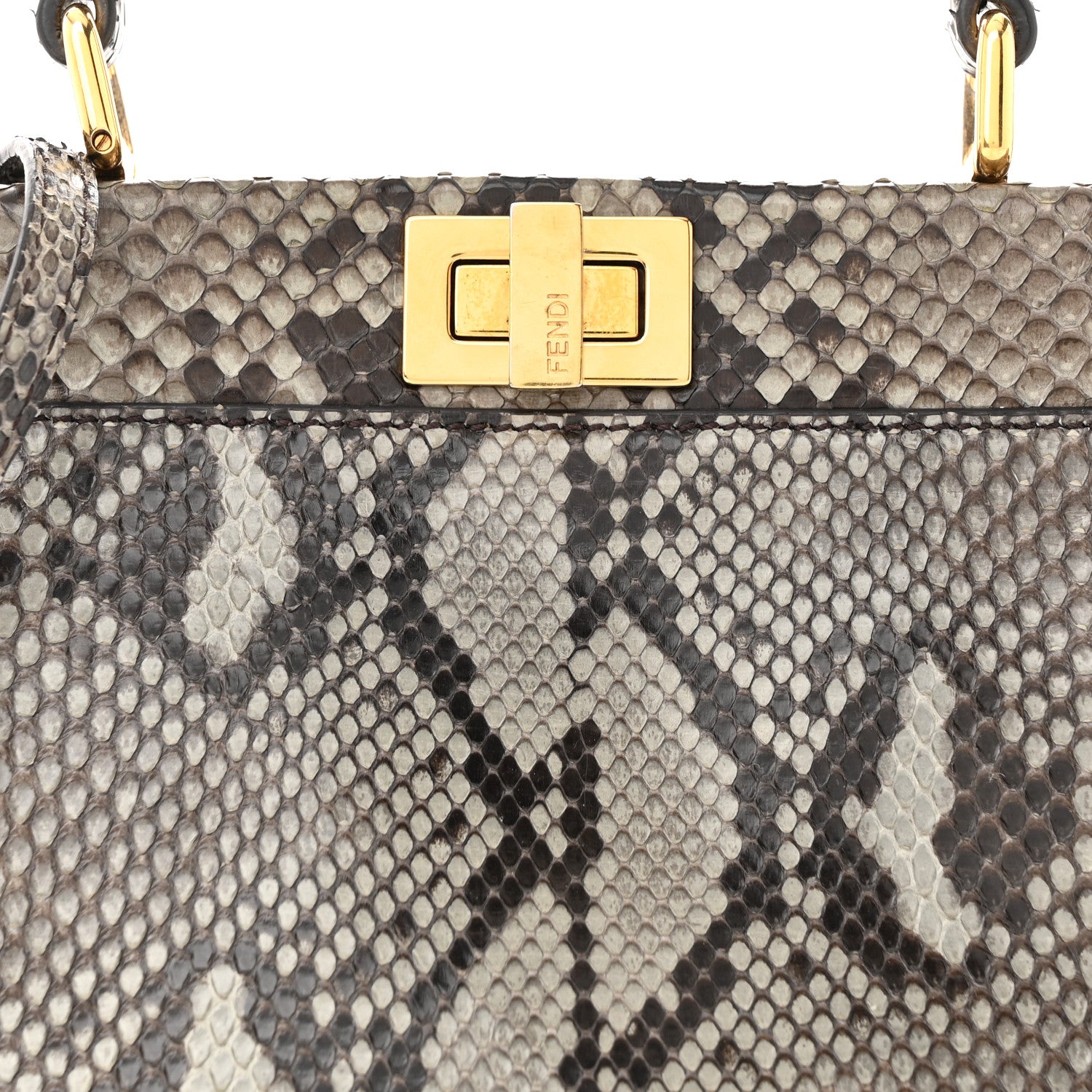 Fendi Snakeskin Camoscio Mini Peekaboo Iconic Satchel Asfalto Nocciola 9 of 11