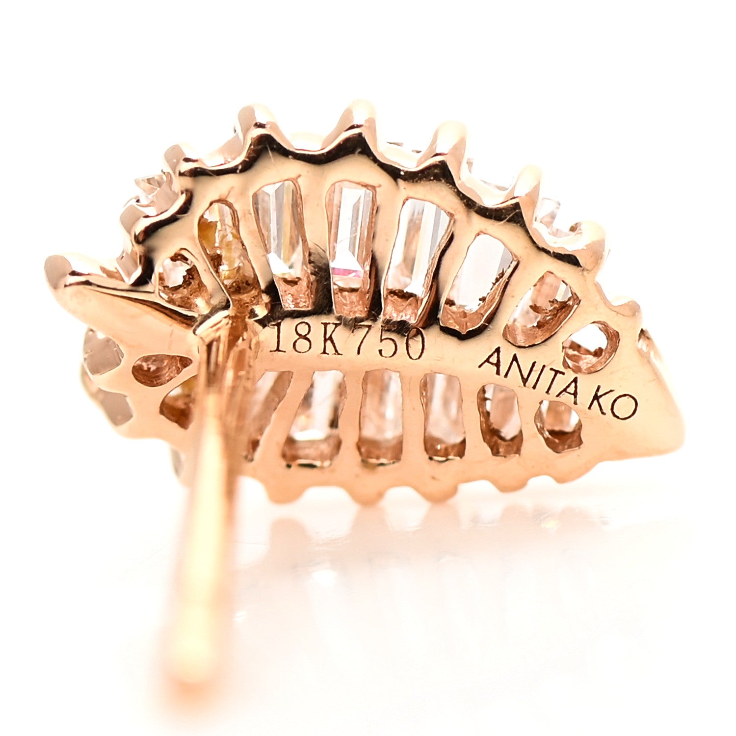 Anita Ko 18K Rose Gold Diamond Small Palm Leaf Earrings 4 of 5