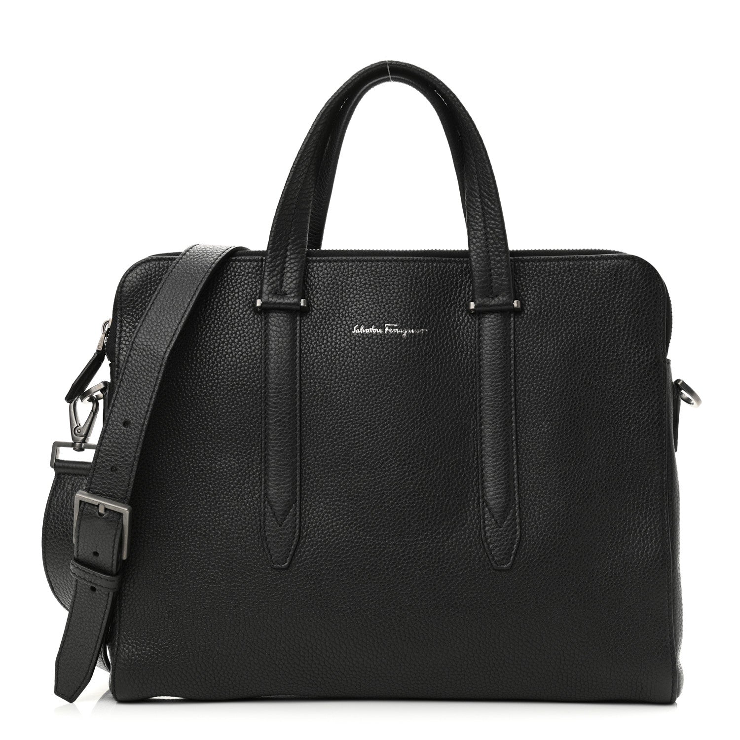 Salvatore Ferragamo Calfskin Firenze Briefcase Black 1 of 10