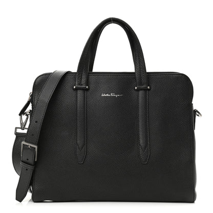 Salvatore Ferragamo Calfskin Firenze Briefcase Black 1 of 10