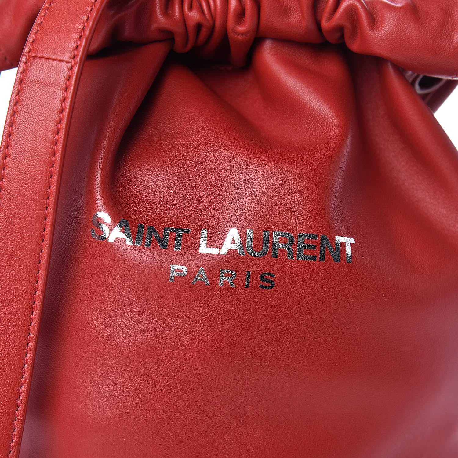 Saint Laurent Lambskin Small Teddy Bucket Bag Red 9 of 12