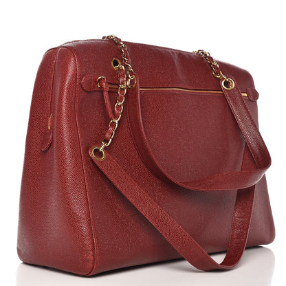 Chanel Caviar Large CC Shoulder Bag Red 3 of 14