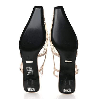 Gucci Tela Retino Kid Scamosciato Crystal GG Monogram Square G 35mm Slingback Pumps 37 Light Powder Skin Rose 5 of 9