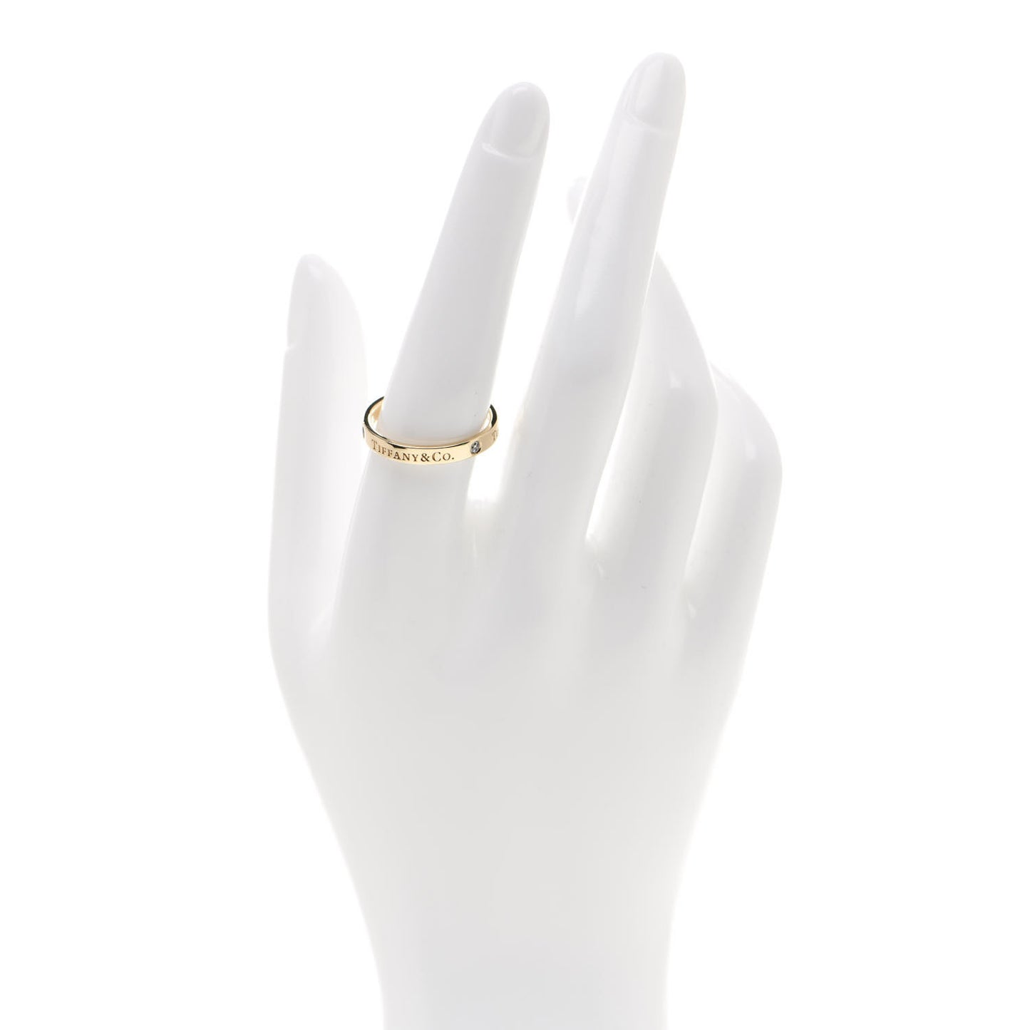 18K Yellow Gold Diamond Logo Band Ring 57 8
