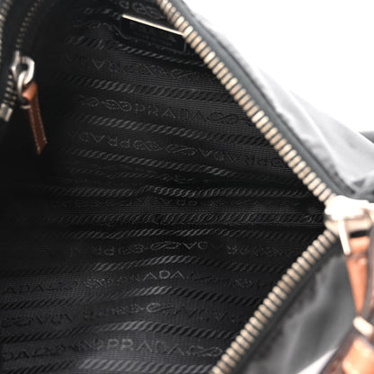 Prada Tessuto Nylon Calfskin Shoulder Bag Black Brown 5 of 9